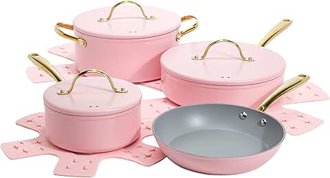 Pink 10-Piece Nonstick Cookware Set with Lids