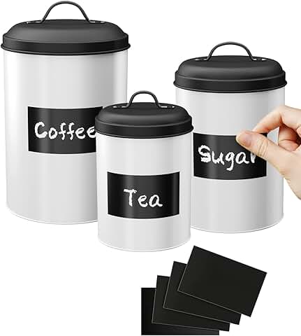 Set of 3 farmhouse kitchen canisters for food storage