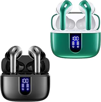 Black and Green True Wireless Earbuds with Charging Case