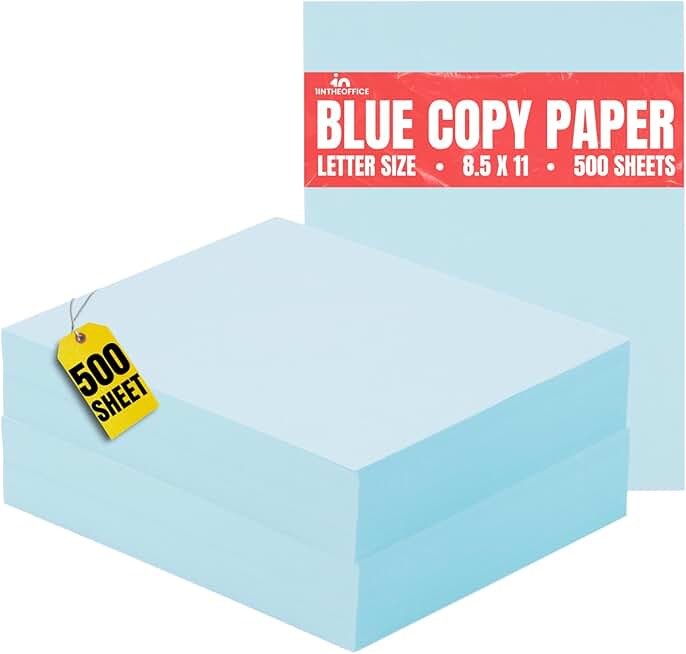 Blue 8.5 x 11 Colored Copy Paper, 20lb, 500 Sheets