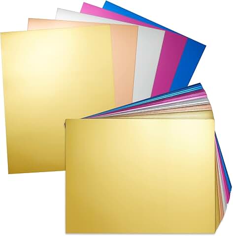 Assorted Metallic Cardstock Sheets, 8.5x11, 100 Sheets