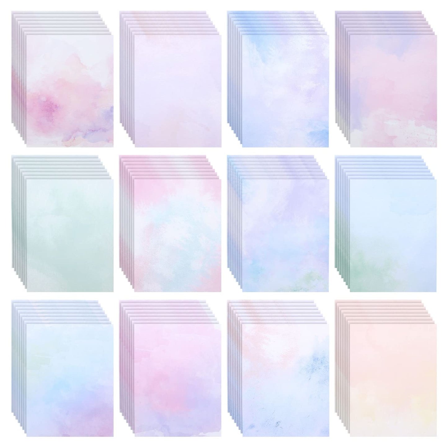 96 Sheets of Pastel Watercolor Scrapbook Paper