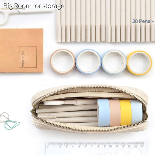 Large Canvas Pencil Case with Zipper for Stationery