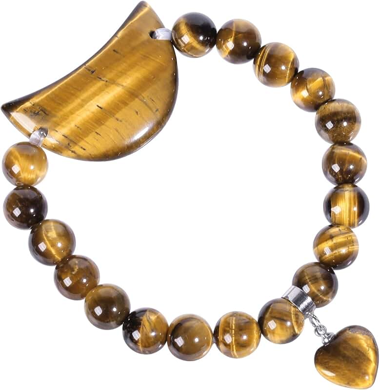 Healing Crystal Bracelet with Heart Charm for Women