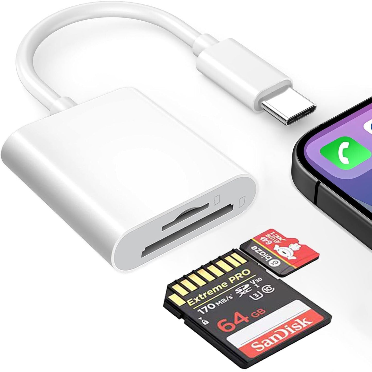 USB C SD and Micro SD Card Reader for Devices