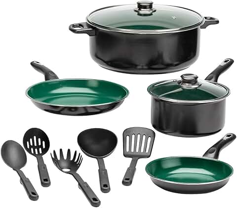 11-Piece Green Cookware Set