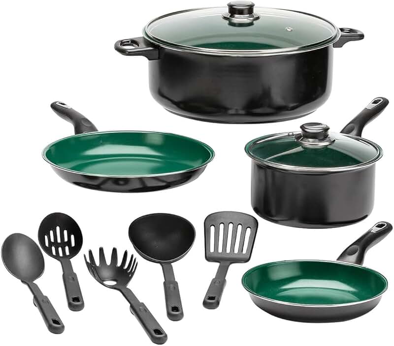 11-Piece Green Cookware Set