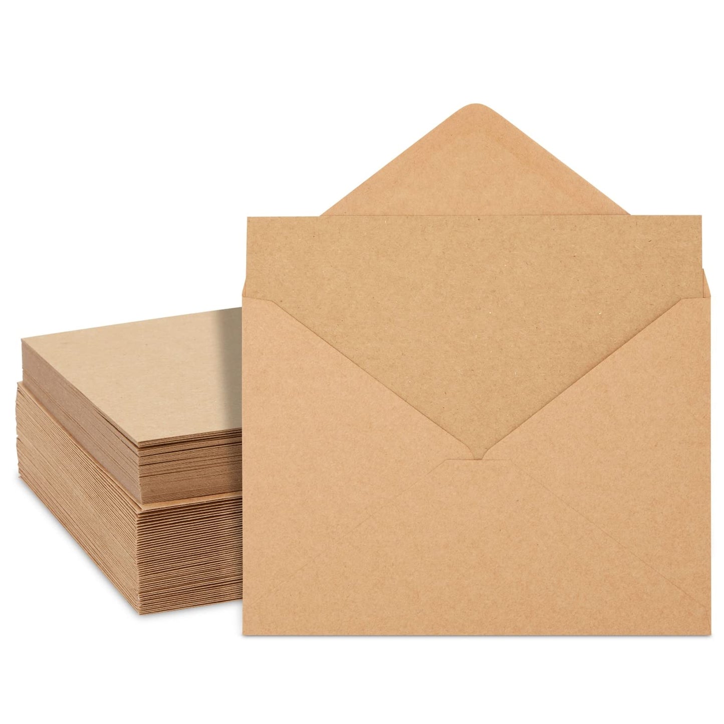 50 Pack Brown Kraft A7 Blank Paper Note Cards and Envelopes