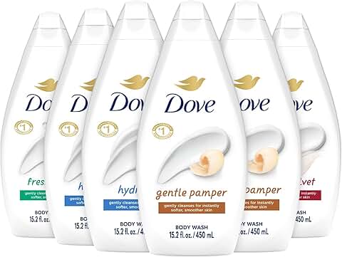 Six 15.2 oz Body Washes for Hydrating and Gentle Care