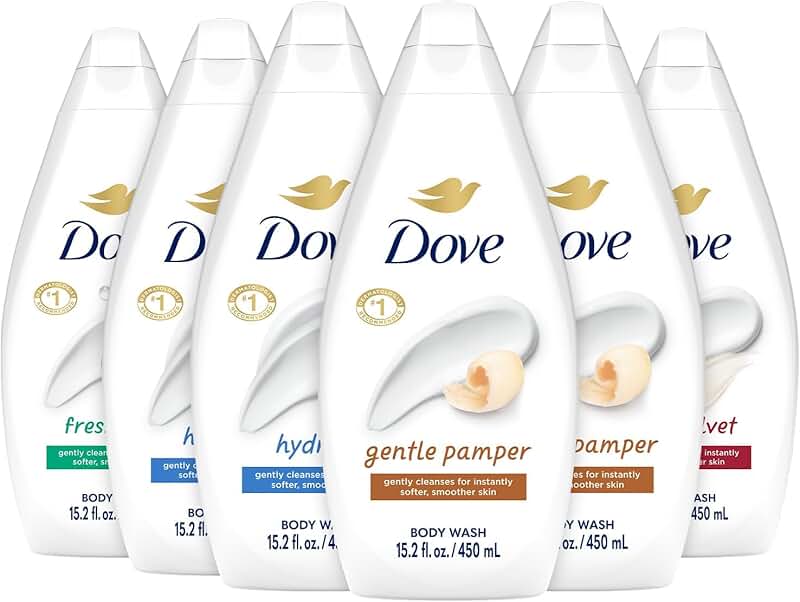 Six 15.2 oz Body Washes for Hydrating and Gentle Care