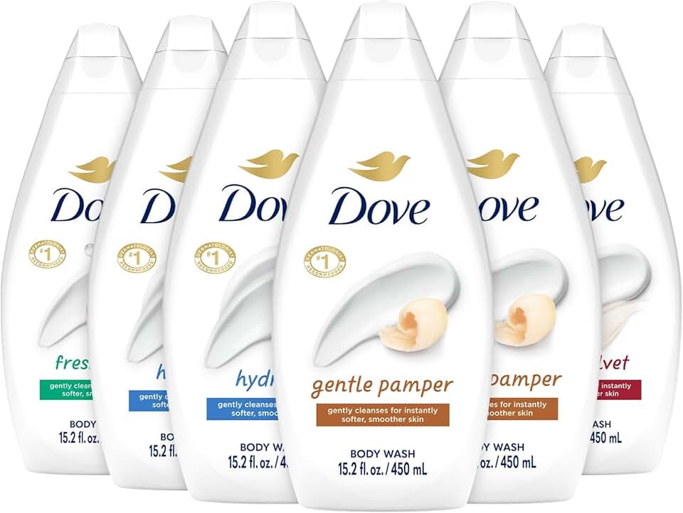 Six 15.2 oz Body Washes for Hydrating and Gentle Care