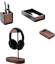 Brass Walnut Headphone Stand and Desk Tray