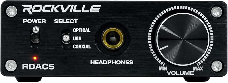 Digital to Analog Converter with USB, Optical, Coax, RCA, and Headphone Amp