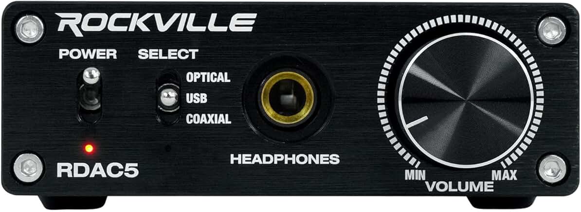 Digital to Analog Converter with USB, Optical, Coax, RCA, and Headphone Amp