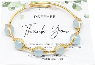 Handmade Aquamarine Gold Wire Wrapped Adjustable Bracelet
