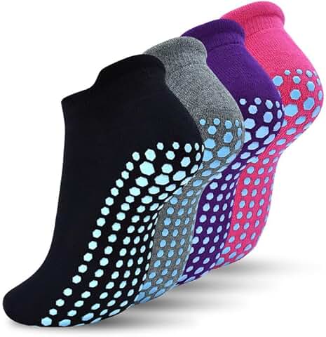 Non-Slip Pilates Grip Socks for Women, 2/4 Pairs