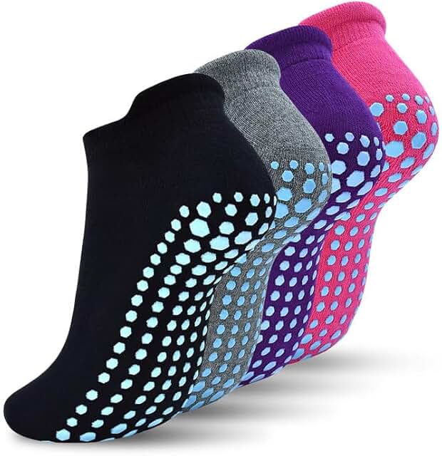 Non-Slip Pilates Grip Socks for Women, 2/4 Pairs