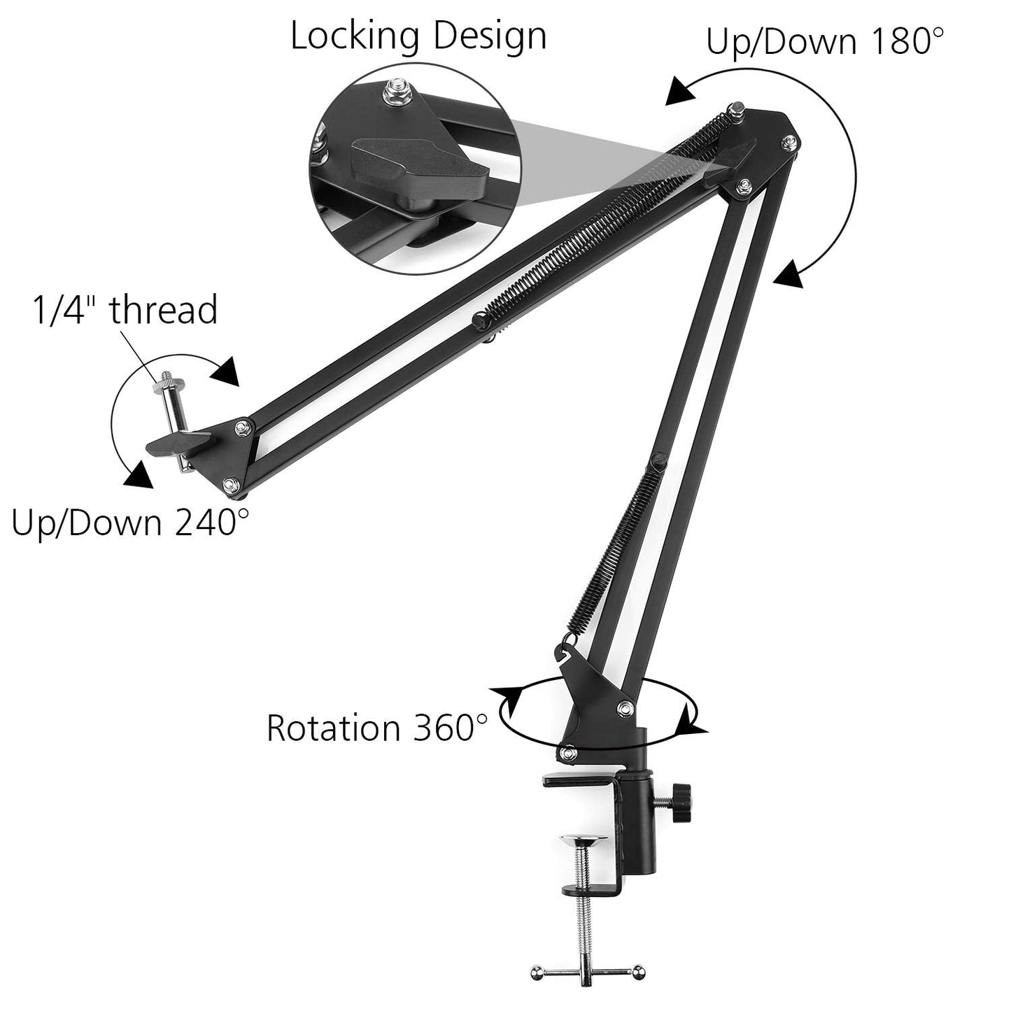 Overhead Video Stand Phone Holder Articulating Arm Phone Mount Table Top Scissor Boom Arm Articulating Phone Stand Tablet Phone Holder for Streaming Phone Baking Crafting
