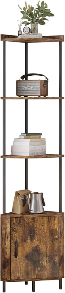 Tall 5-Tier Corner Shelf for Living Room and Kitchen