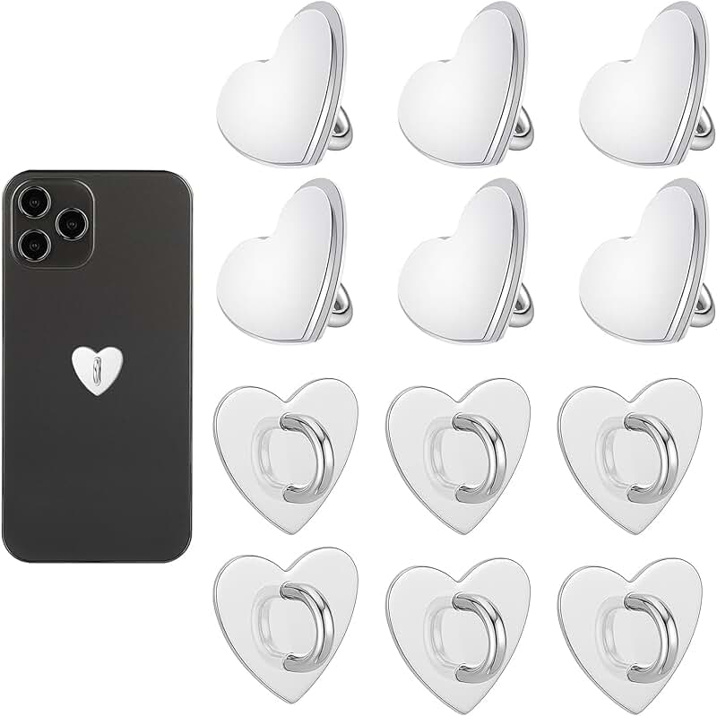 Set of 12 Heart Phone Charm Hooks for DIY Hanging and Accessories