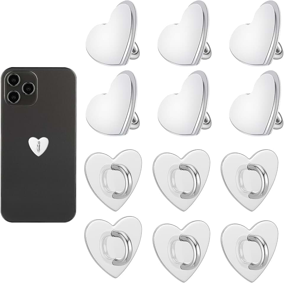 Set of 12 Heart Phone Charm Hooks for DIY Hanging and Accessories