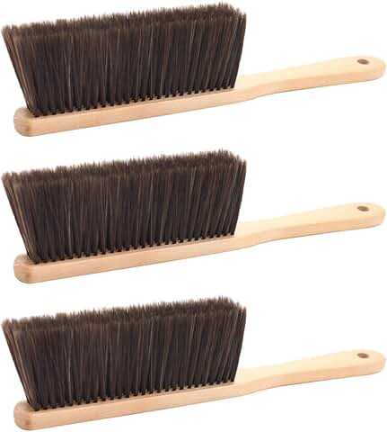 3-Piece Hand Broom Set with Wood Handles for Dust and Dirt