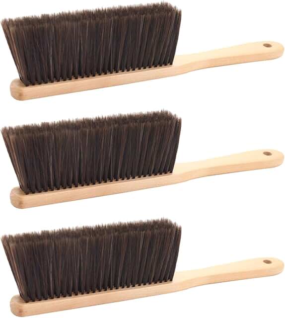 3-Piece Hand Broom Set with Wood Handles for Dust and Dirt
