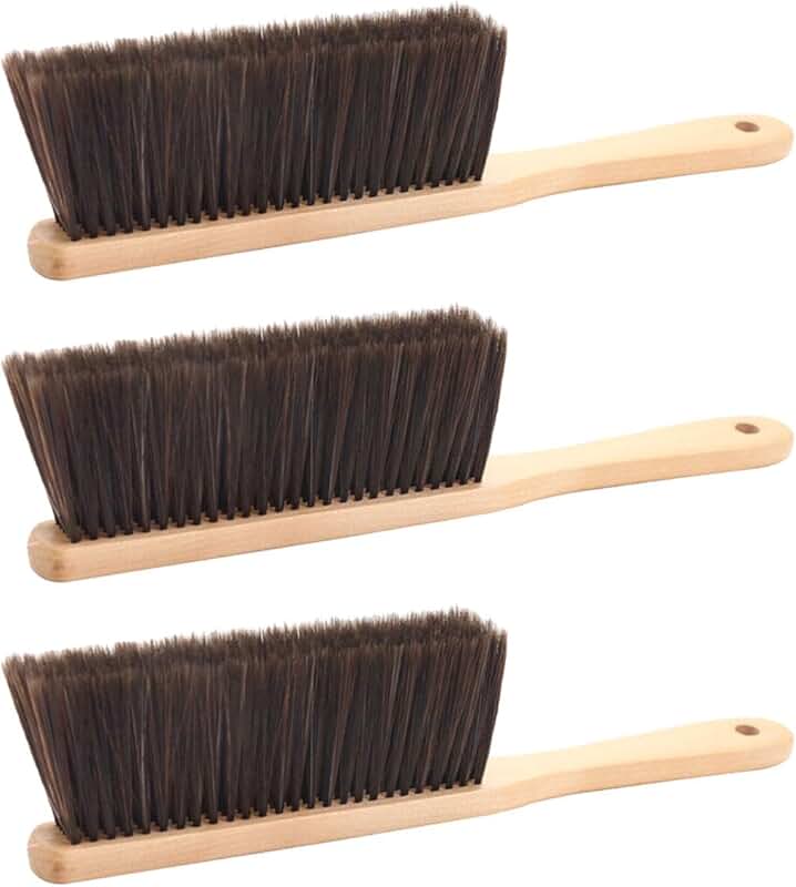 3-Piece Hand Broom Set with Wood Handles for Dust and Dirt