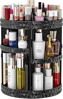 360° Rotating Makeup Organizer with Adjustable Storage