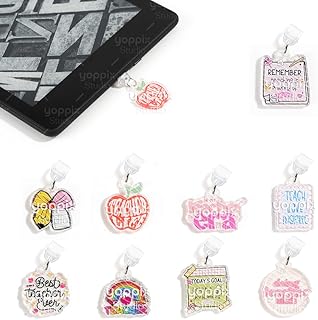 Set of 9 Teacher Theme E-Reader Dust Plug Charms