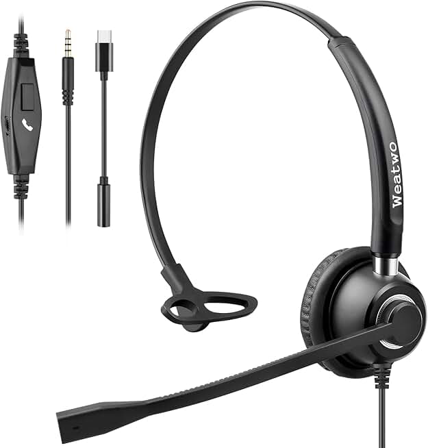 Wired 3.5mm/USB-C Headset with Noise Cancelling Mic