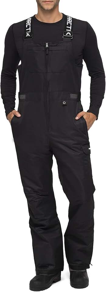 Men's Black Insulated Athletic Fit Bib Overalls, Medium