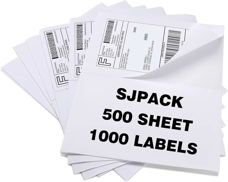 Half Sheet Self Adhesive Shipping Labels, 8.5" x 5.5"
