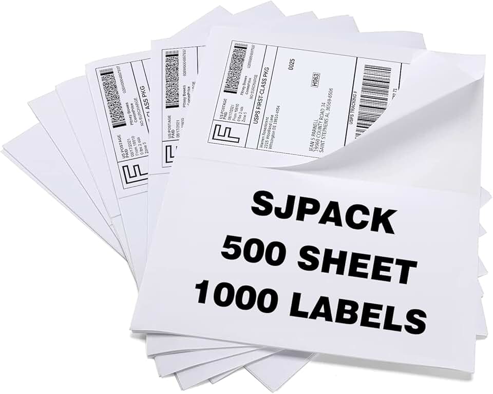 Half Sheet Self Adhesive Shipping Labels, 8.5" x 5.5"