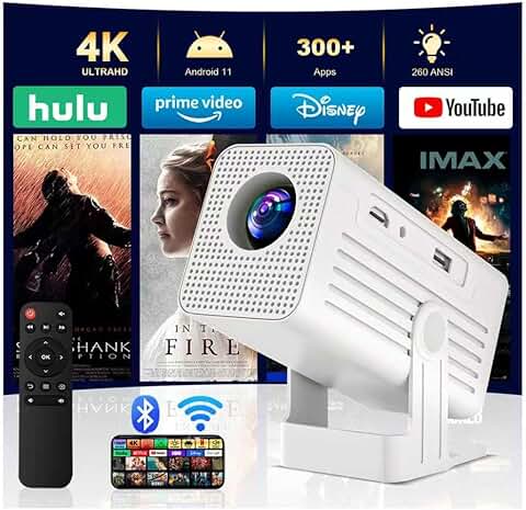 Mini 4K Projector with WiFi, Bluetooth, and Built-in Speaker