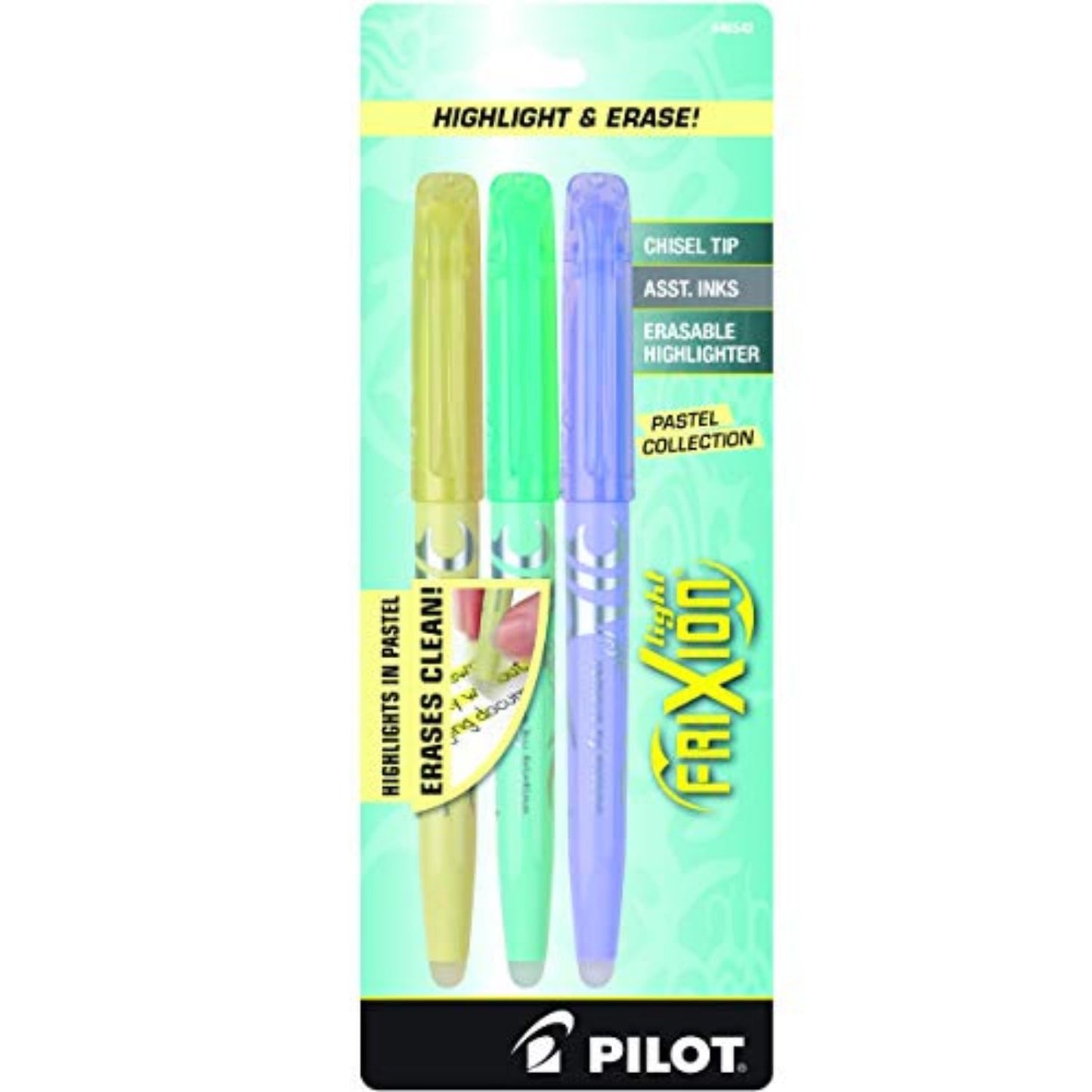 Pastel Erasable Highlighters with Chisel Tip, Pack of 3