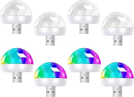 8 Pcs Mini USB Disco Ball Lights for Party and Home