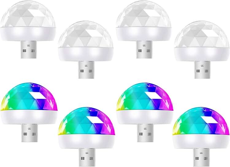 8 Pcs Mini USB Disco Ball Lights for Party and Home