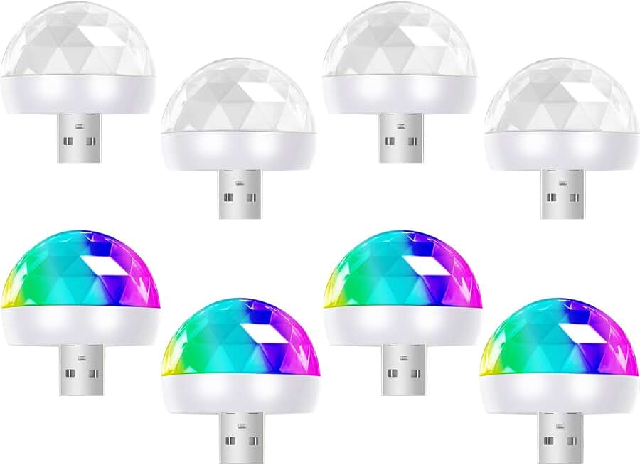 8 Pcs Mini USB Disco Ball Lights for Party and Home