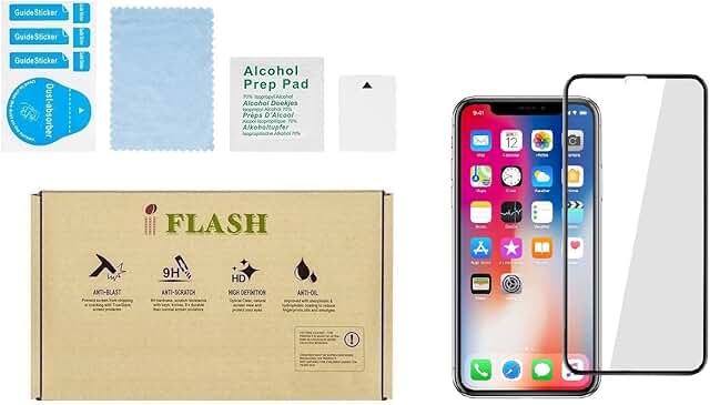 Full Cover Tempered Glass Screen Protector for iPhone X, XS, 11 Pro (2 Pack)