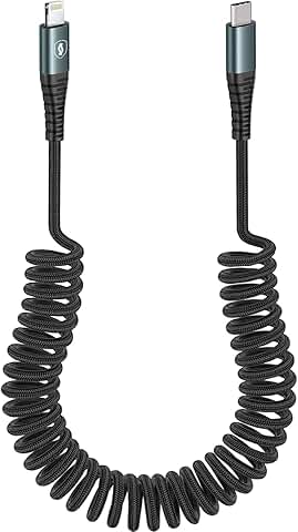 Coiled Nylon Braided USB-C to Lightning Cable, 6FT