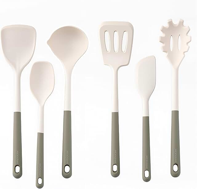 6-Piece Silicone Kitchen Utensil Set in Cream White