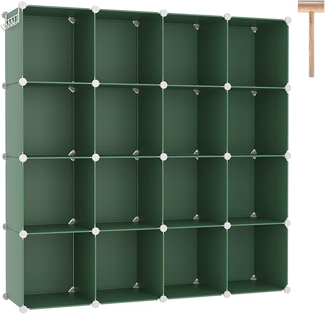 16-Cube Plastic Storage Organizer for Home