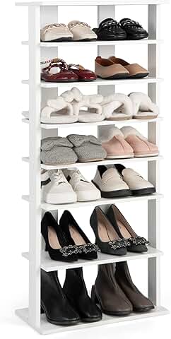8-Tier Wooden Shoe Rack with Double Row Storage