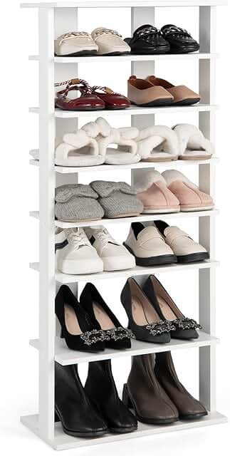 8-Tier Wooden Shoe Rack with Double Row Storage