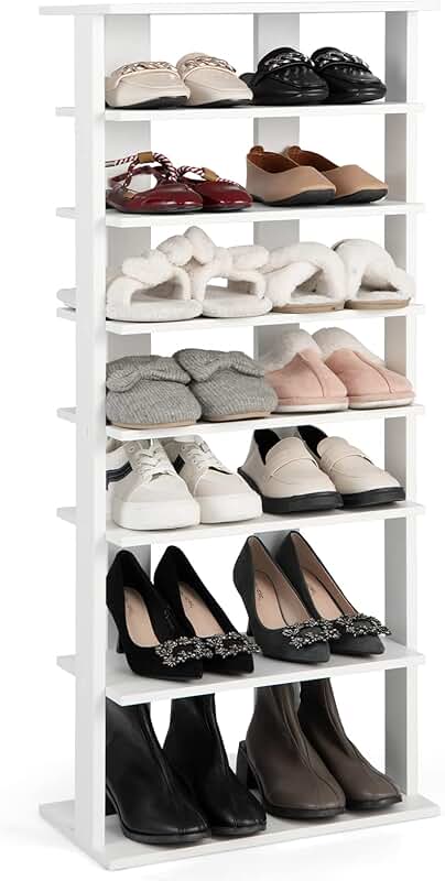 8-Tier Wooden Shoe Rack with Double Row Storage