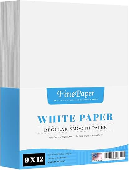 9x12 White Multipurpose Office Paper, 250 Sheets