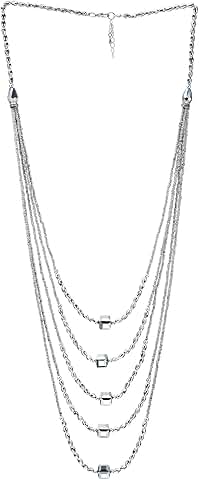 Long layered necklace with sparkling crystal beads