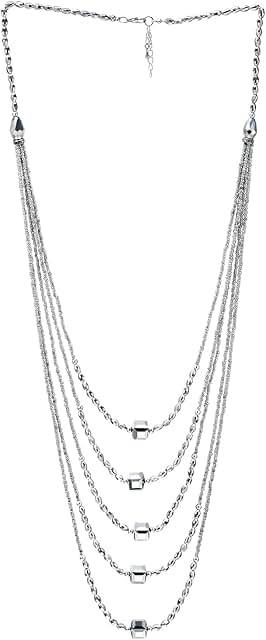 Long layered necklace with sparkling crystal beads