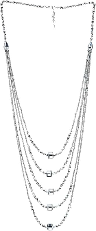 Long layered necklace with sparkling crystal beads